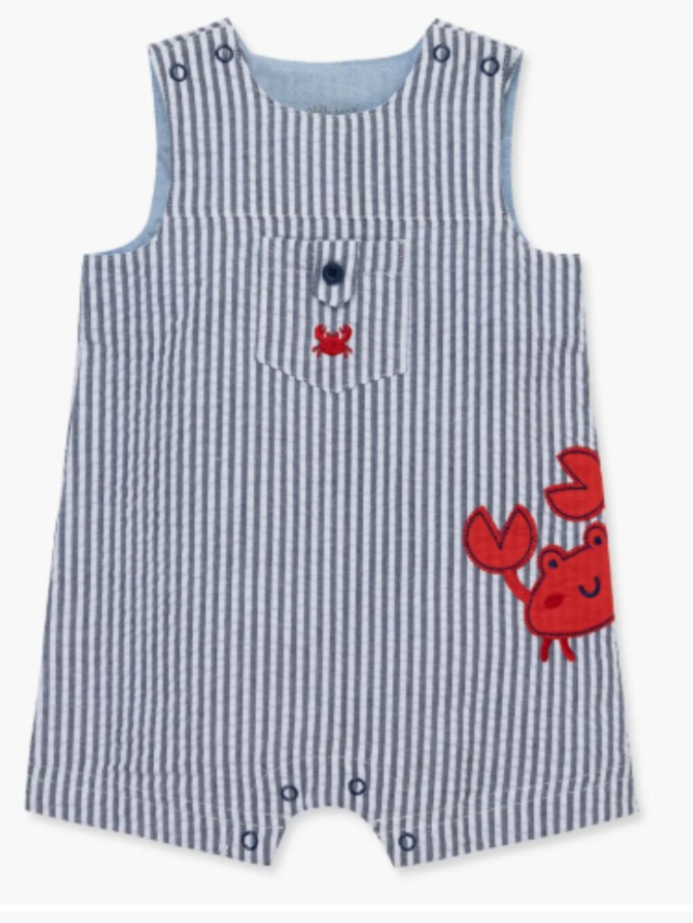 NWOT Little Me Baby Boy Sleeveless Romper 6 Months Blue White Striped Summer